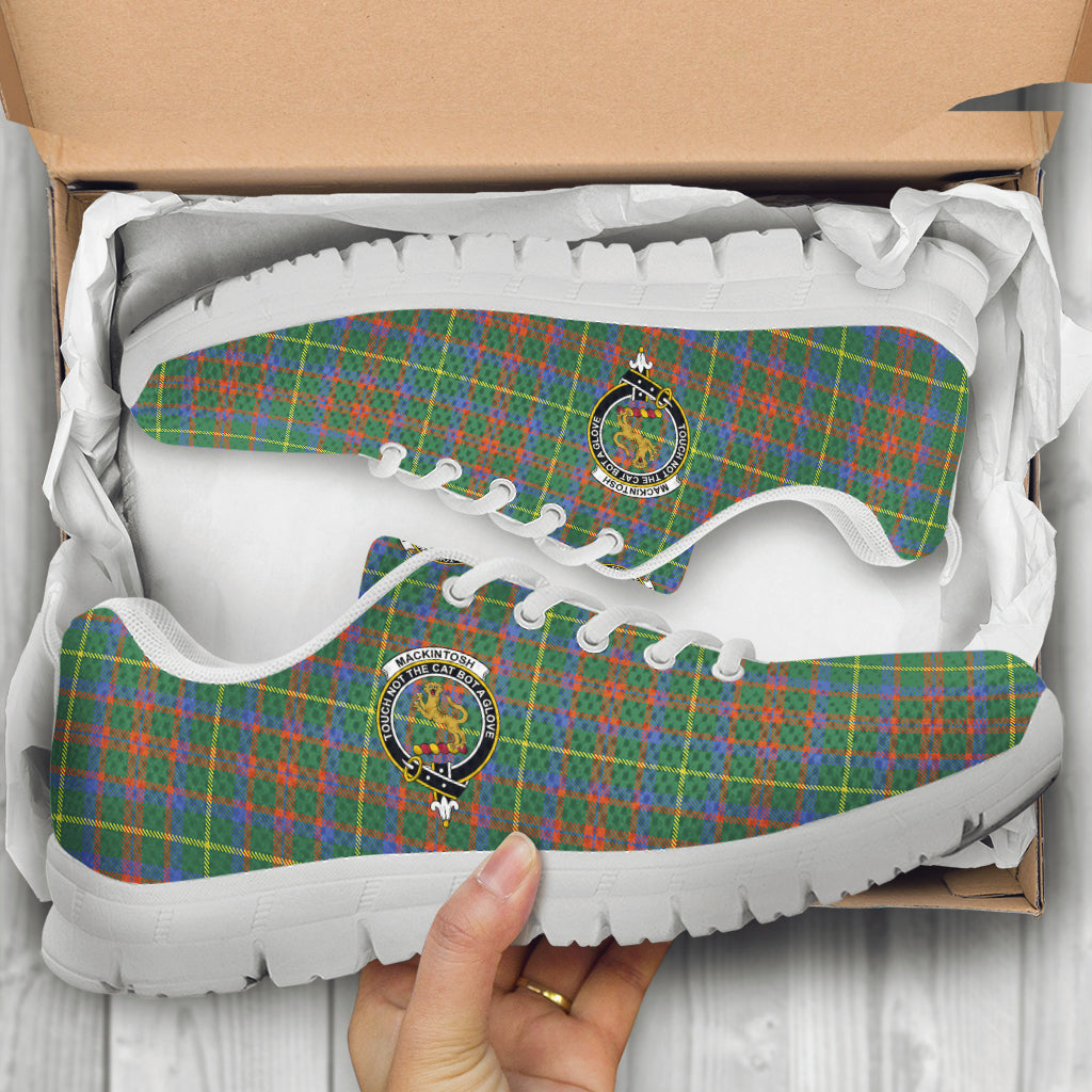 MacKintosh Hunting Ancient Tartan Sneakers with Family Crest - Tartan Vibes Clothing