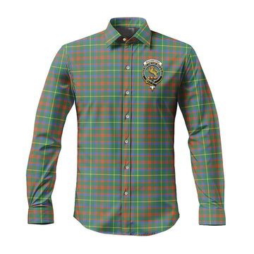 MacKintosh Hunting Ancient Tartan Long Sleeve Button Up Shirt with Family Crest