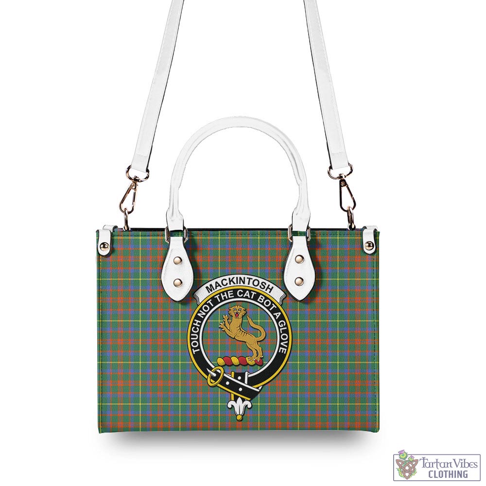 Tartan Vibes Clothing MacKintosh Hunting Ancient Tartan Luxury Leather Handbags with Family Crest