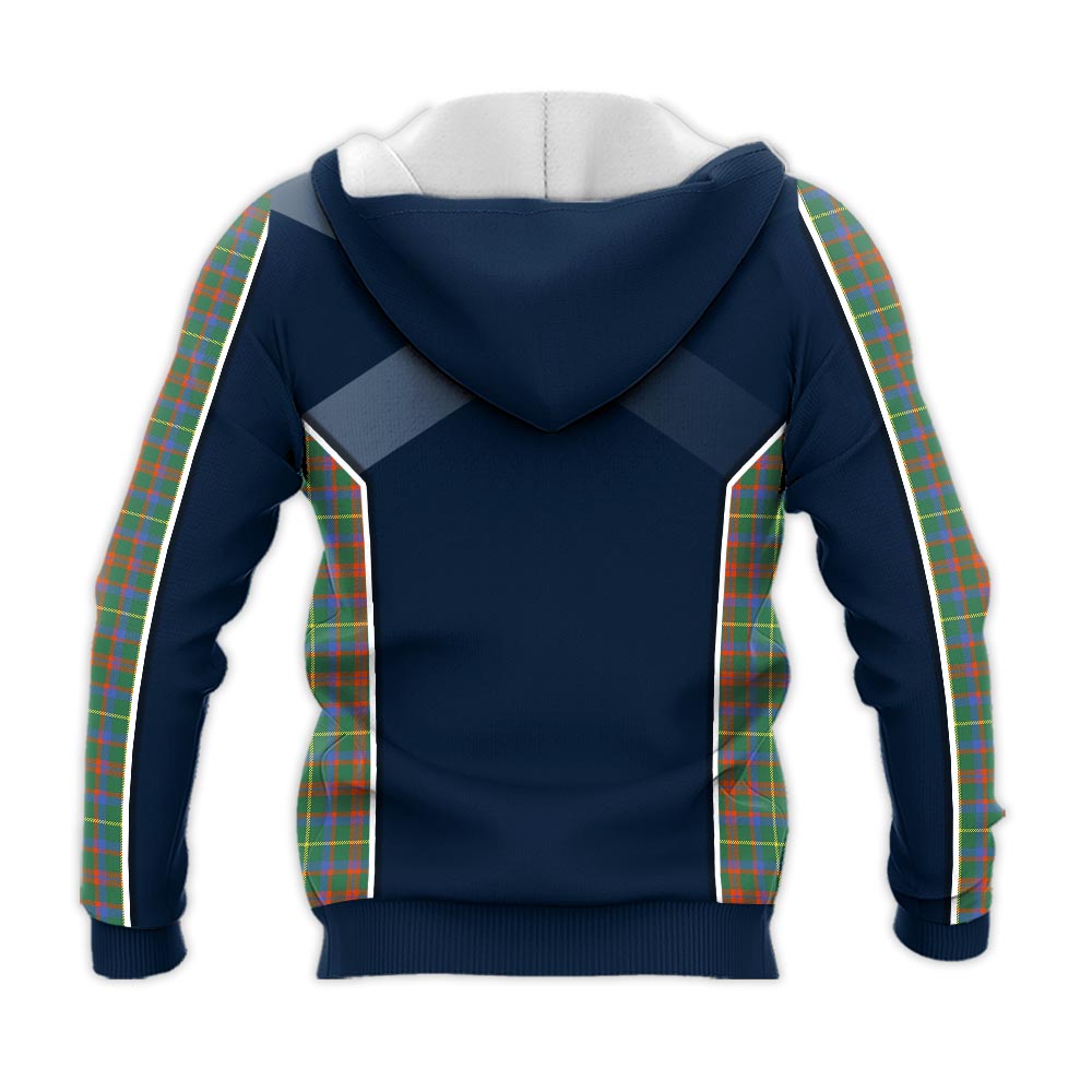 Tartan Vibes Clothing MacKintosh Hunting Ancient Tartan Knitted Hoodie with Family Crest and Scottish Thistle Vibes Sport Style