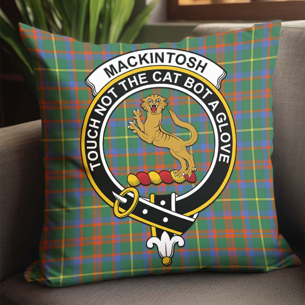 MacKintosh Hunting Ancient Tartan Pillow Cover with Family Crest - Tartanvibesclothing