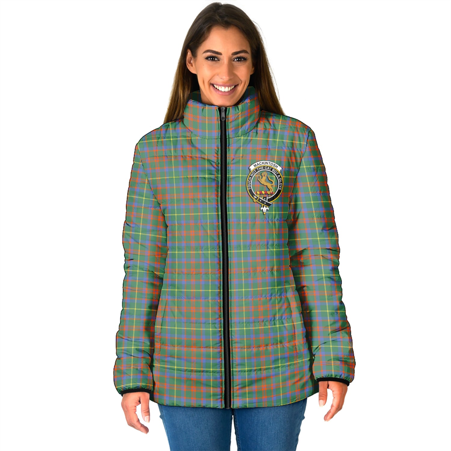 MacKintosh Hunting Ancient Tartan Padded Jacket with Family Crest - Tartan Vibes Clothing