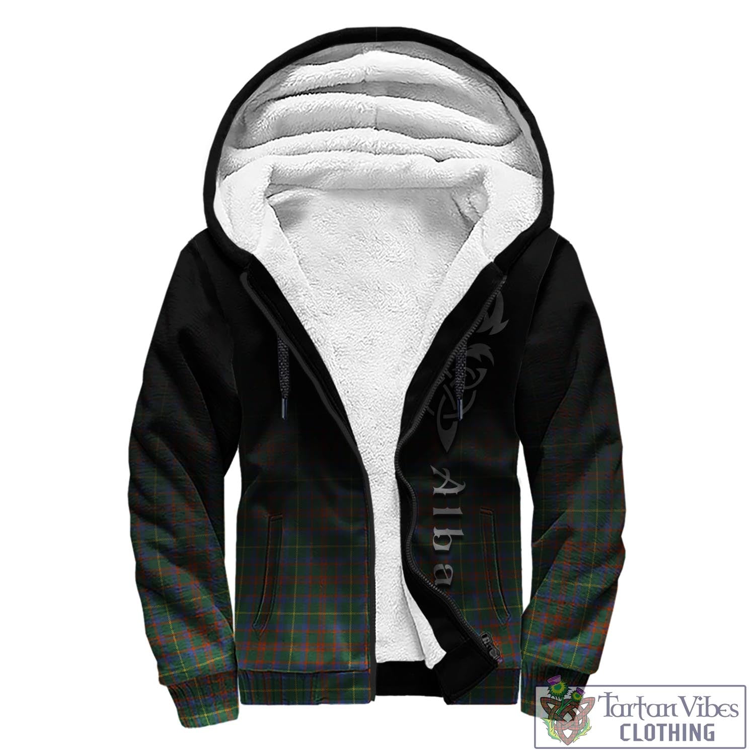 Tartan Vibes Clothing MacKintosh Hunting Ancient Tartan Sherpa Hoodie Featuring Alba Gu Brath Family Crest Celtic Inspired