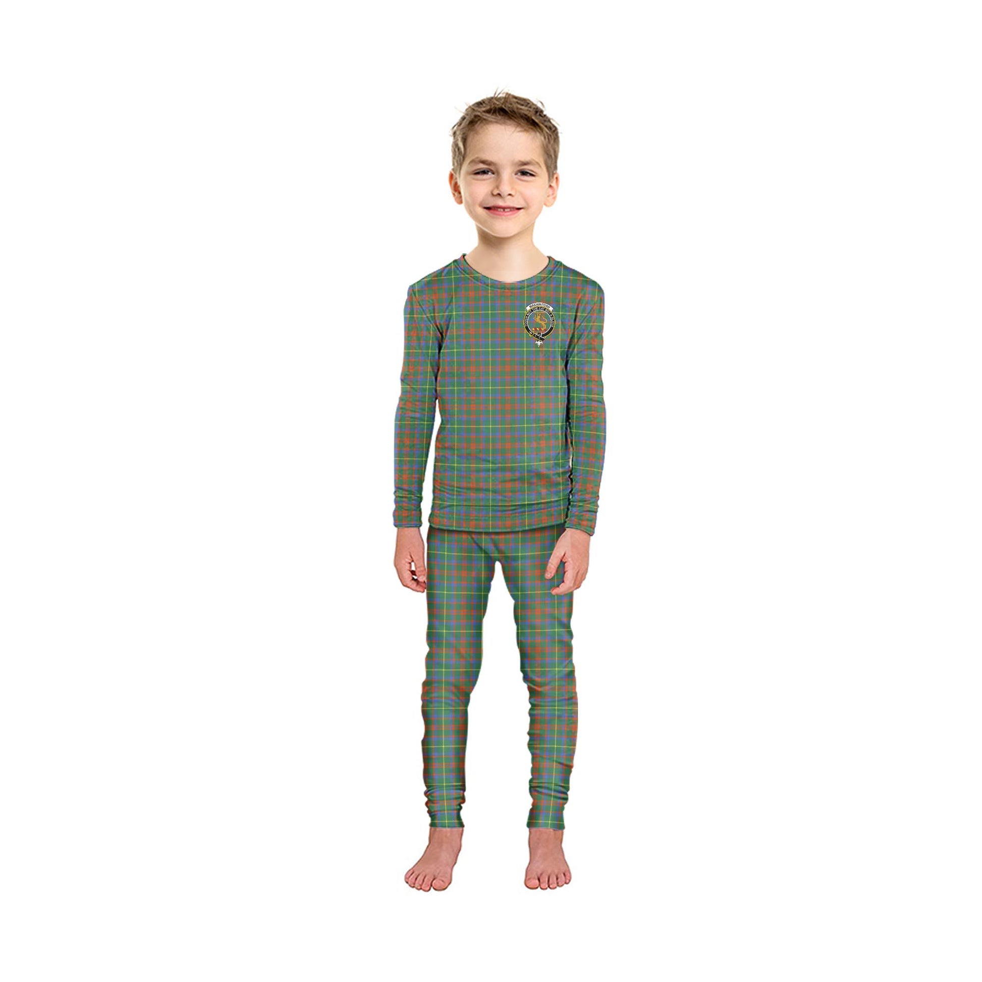 MacKintosh Hunting Ancient Tartan Pajamas Family Set with Family Crest - Tartanvibesclothing