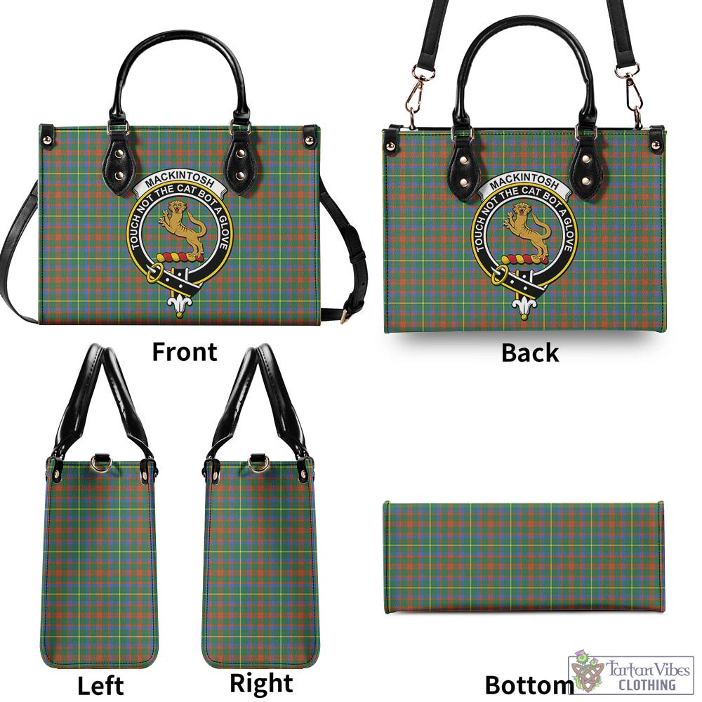 Tartan Vibes Clothing MacKintosh Hunting Ancient Tartan Luxury Leather Handbags with Family Crest