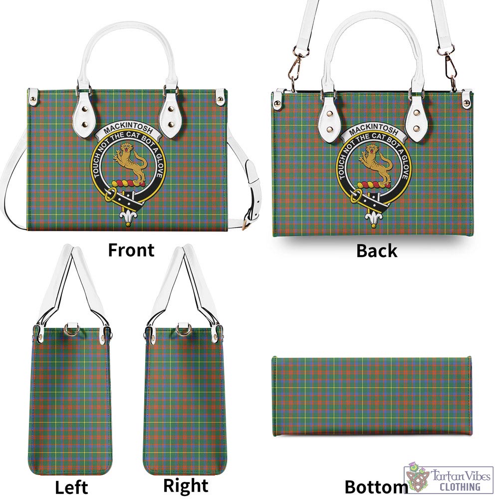 Tartan Vibes Clothing MacKintosh Hunting Ancient Tartan Luxury Leather Handbags with Family Crest