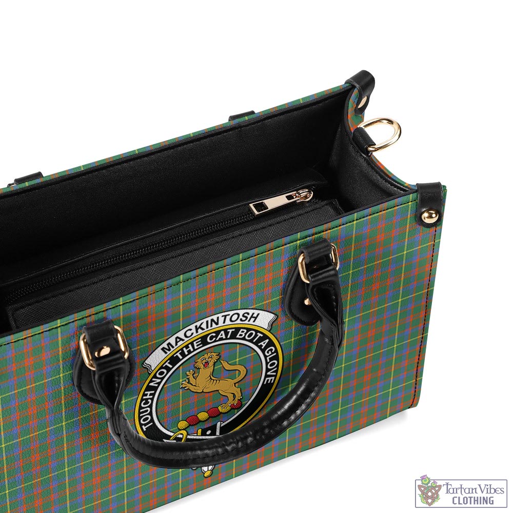 Tartan Vibes Clothing MacKintosh Hunting Ancient Tartan Luxury Leather Handbags with Family Crest