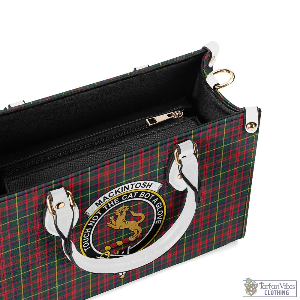 Tartan Vibes Clothing MacKintosh Hunting Modern Tartan Luxury Leather Handbags with Family Crest