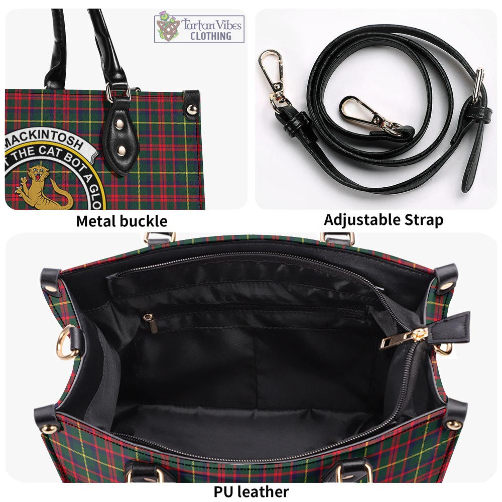 Tartan Vibes Clothing MacKintosh Hunting Modern Tartan Luxury Leather Handbags with Family Crest