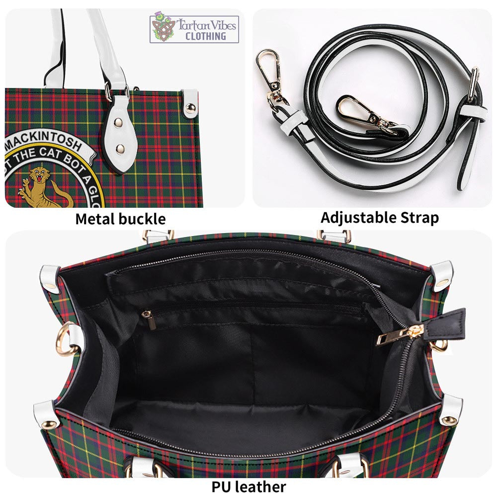 Tartan Vibes Clothing MacKintosh Hunting Modern Tartan Luxury Leather Handbags with Family Crest