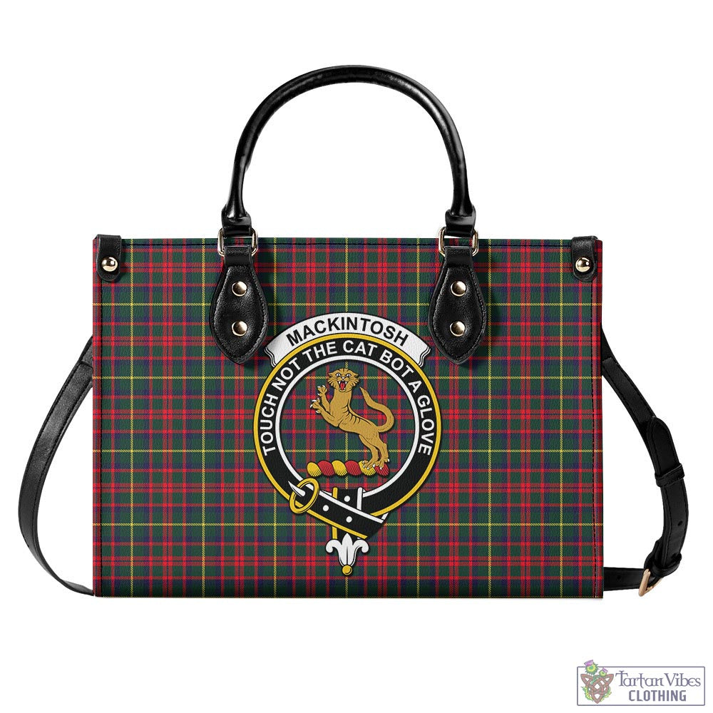 Tartan Vibes Clothing MacKintosh Hunting Modern Tartan Luxury Leather Handbags with Family Crest