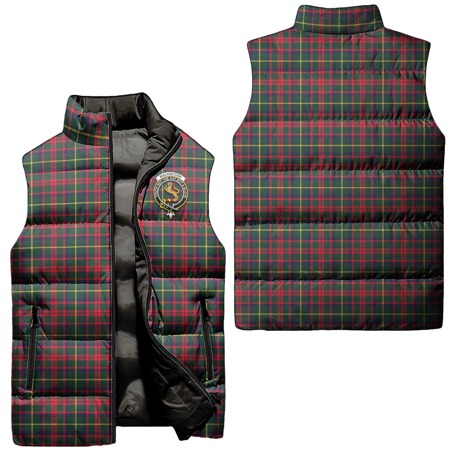 MacKintosh Hunting Modern Tartan Sleeveless Puffer Jacket with Family Crest Unisex - Tartanvibesclothing