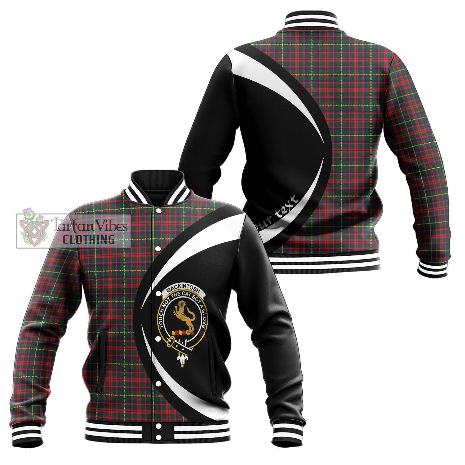 MacKintosh Hunting Modern Tartan Baseball Jacket with Family Crest Circle Style Unisex - Tartan Vibes Clothing