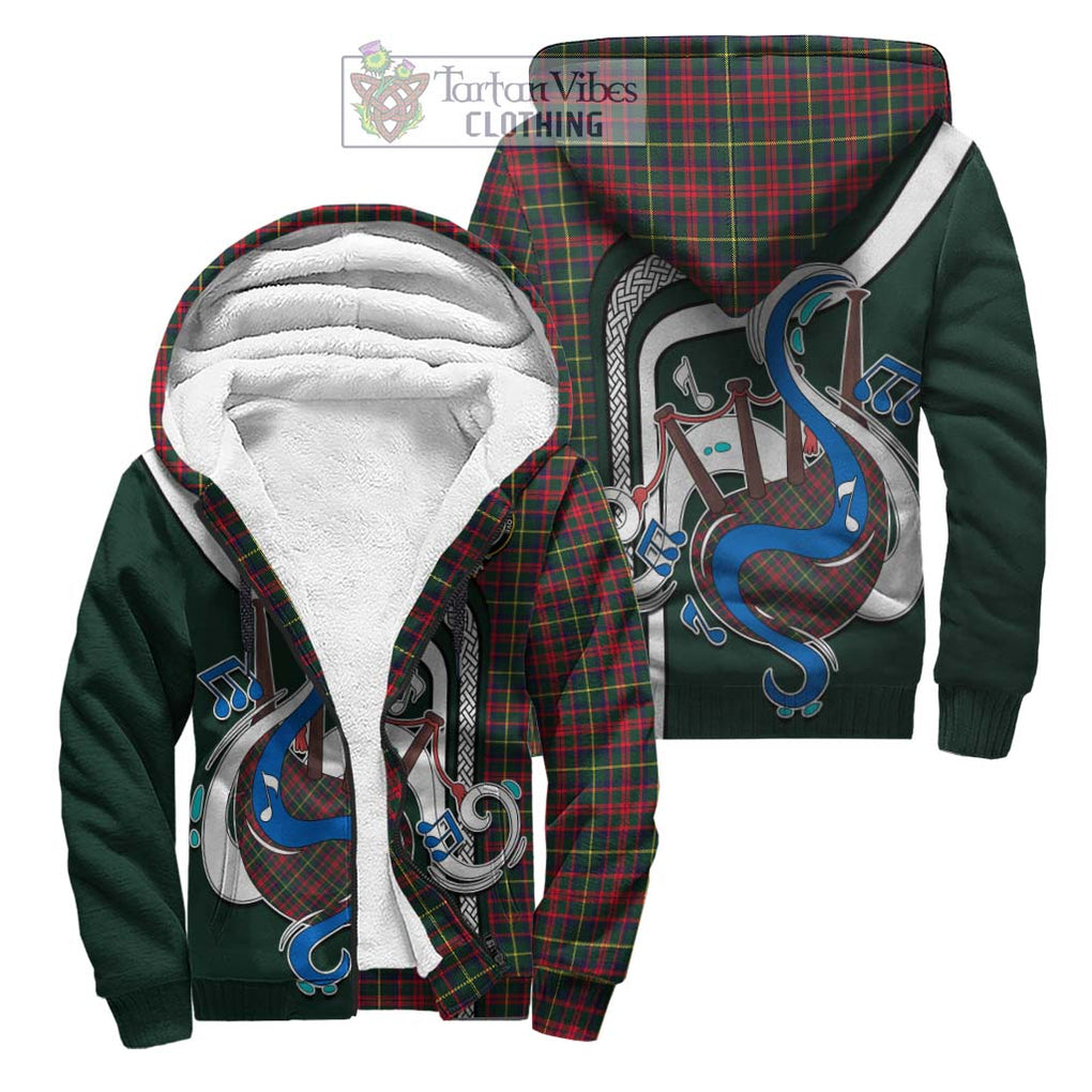 MacKintosh Hunting Modern Tartan Sherpa Hoodie with Epic Bagpipe Style Unisex S - Tartanvibesclothing Shop