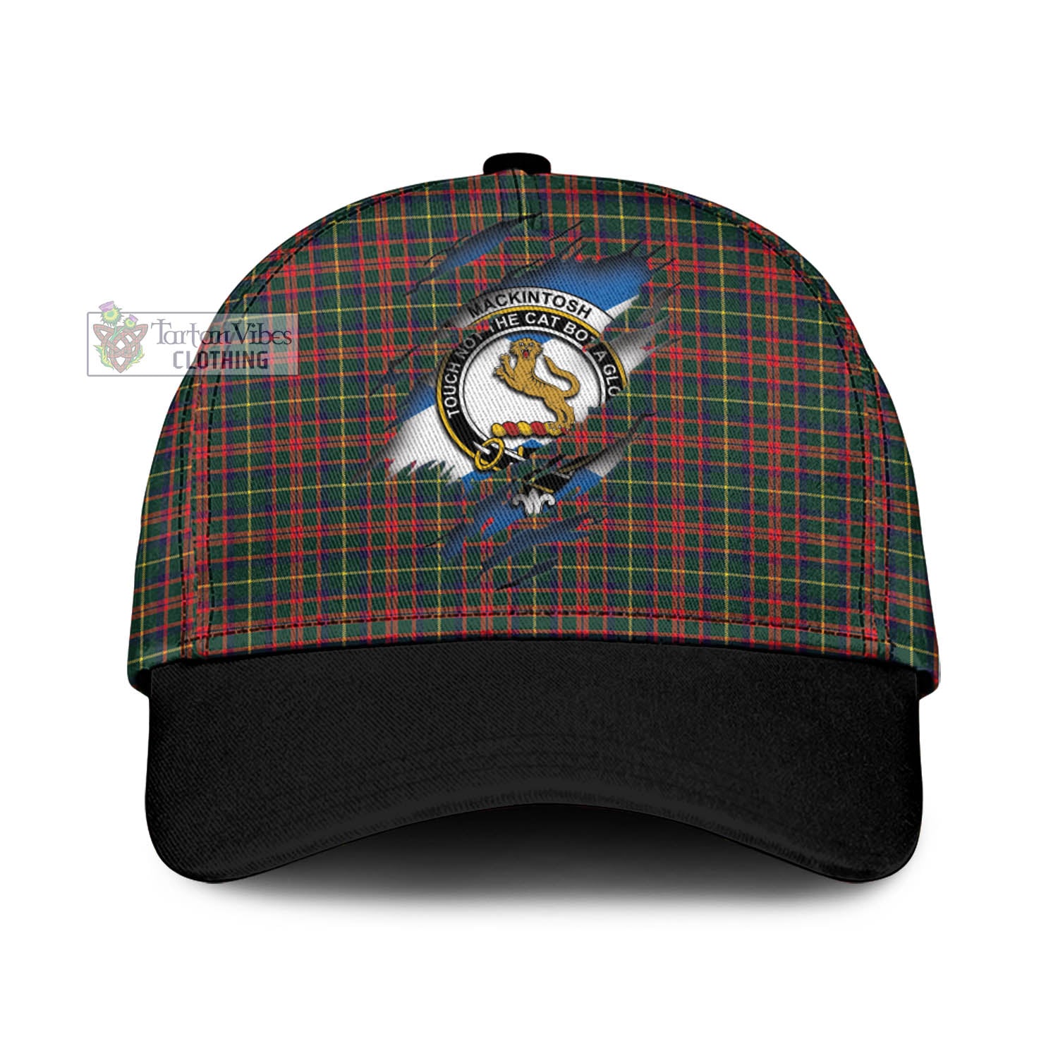 Tartan Vibes Clothing MacKintosh Hunting Modern Tartan Classic Cap with Family Crest In Me Style