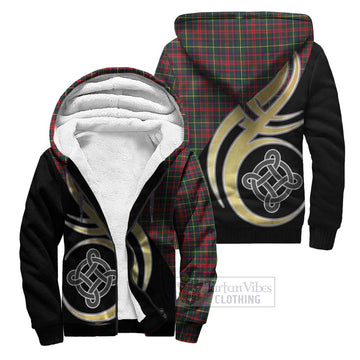 MacKintosh Hunting Modern Tartan Sherpa Hoodie with Family Crest and Celtic Symbol Style