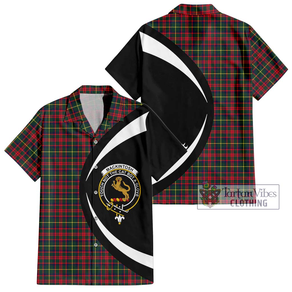 MacKintosh Hunting Modern Tartan Short Sleeve Button Up with Family Crest Circle Style Kid - Tartan Vibes Clothing