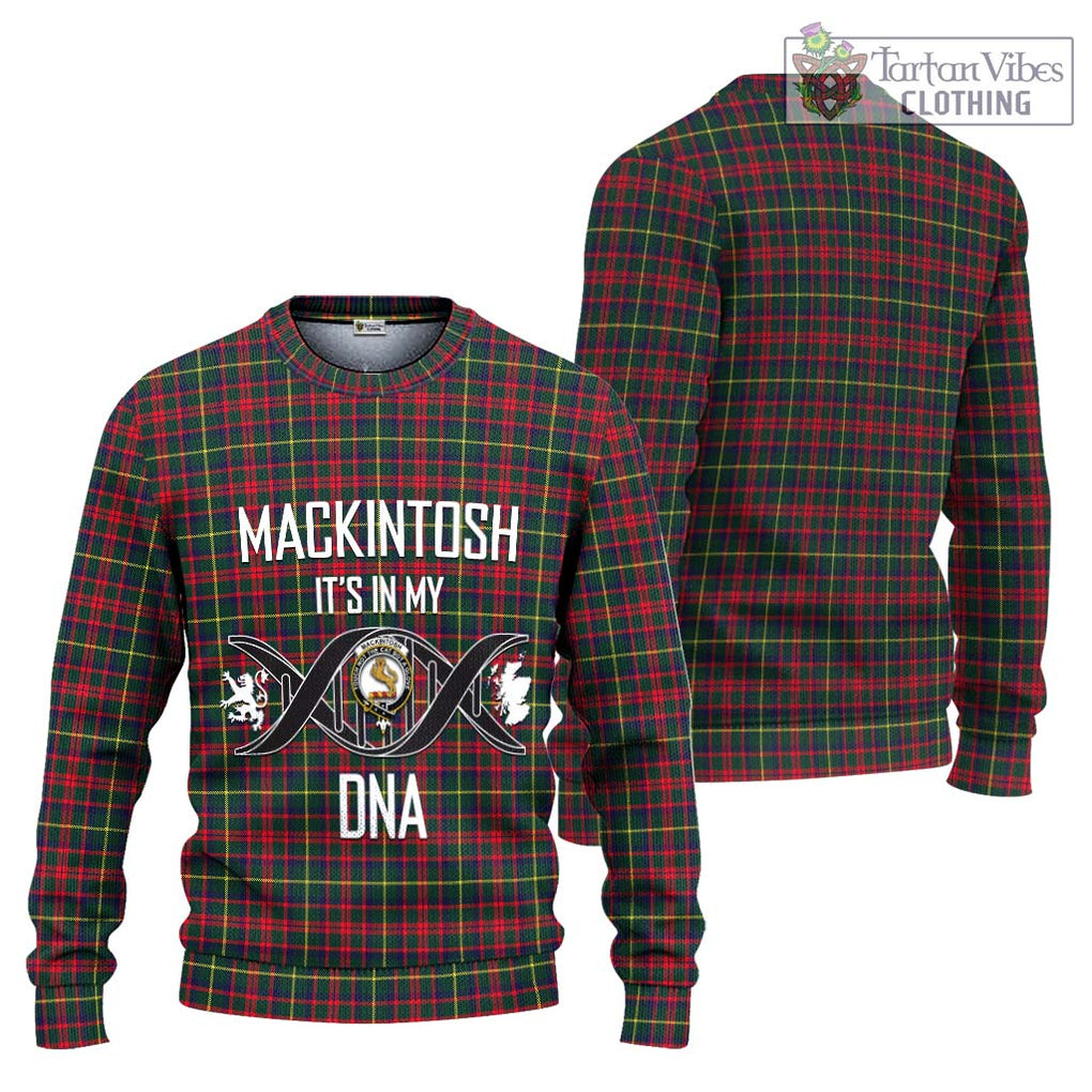 MacKintosh Hunting Modern Tartan Knitted Sweater with Family Crest DNA In Me Style Unisex - Tartanvibesclothing Shop