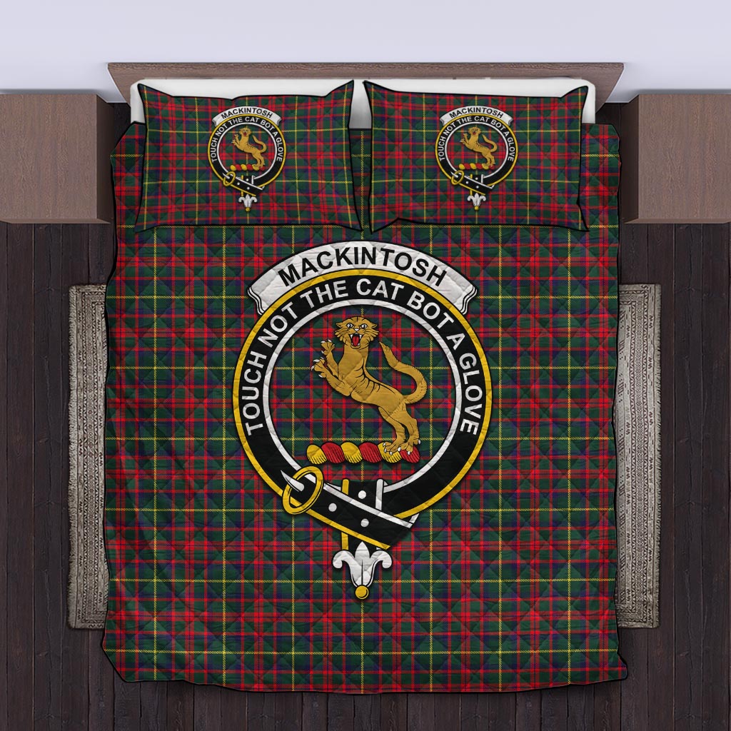 MacKintosh Hunting Modern Tartan Quilt Bed Set with Family Crest Twin - Tartan Vibes Clothing