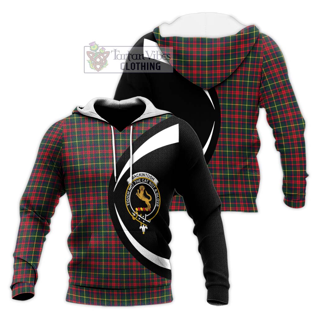 MacKintosh Hunting Modern Tartan Knitted Hoodie with Family Crest Circle Style Unisex Knitted Pullover Hoodie - Tartan Vibes Clothing