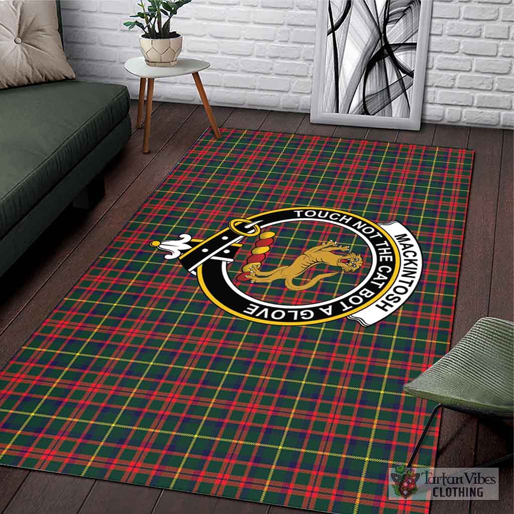 Tartan Vibes Clothing MacKintosh Hunting Modern Tartan Area Rug with Family Crest