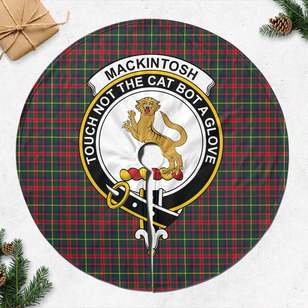 MacKintosh Hunting Modern Tartan Christmas Tree Skirt with Family Crest - Tartanvibesclothing