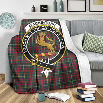 MacKintosh Hunting Modern Tartan Blanket with Family Crest