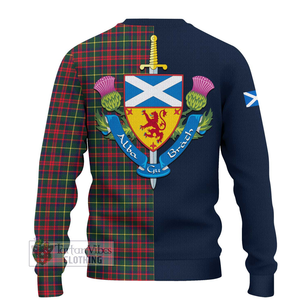 Tartan Vibes Clothing MacKintosh Hunting Modern Tartan Knitted Sweater with Scottish Lion Royal Arm Half Style