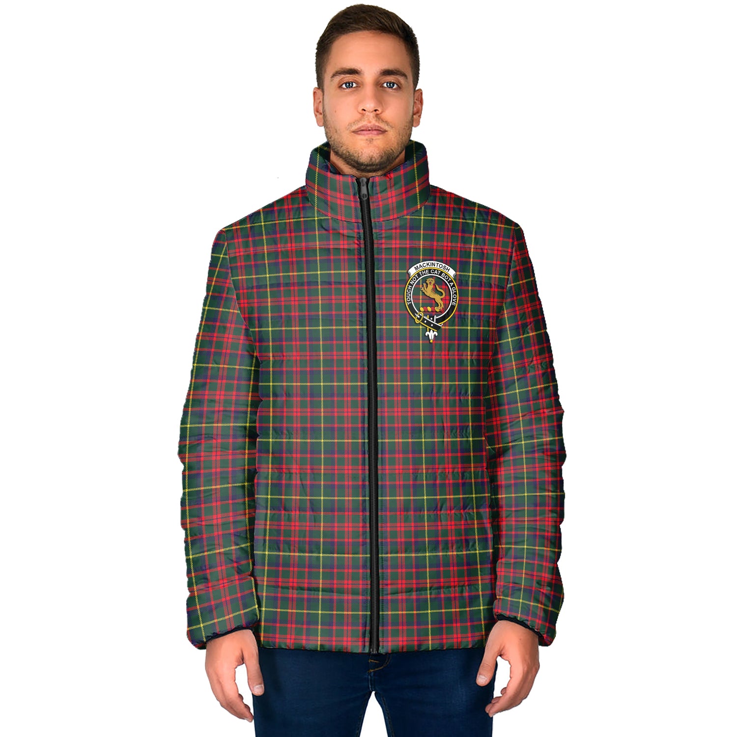 MacKintosh Hunting Modern Tartan Padded Jacket with Family Crest - Tartan Vibes Clothing