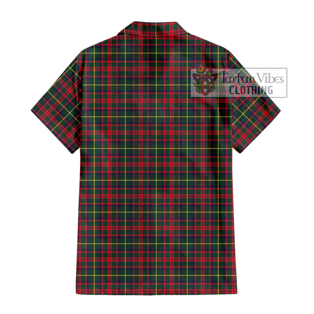 MacKintosh Hunting Modern Tartan Short Sleeve Button Shirt with Family Crest DNA In Me Style - Tartanvibesclothing Shop