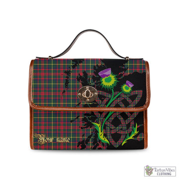 MacKintosh Hunting Modern Tartan Waterproof Canvas Bag with Scotland Map and Thistle Celtic Accents