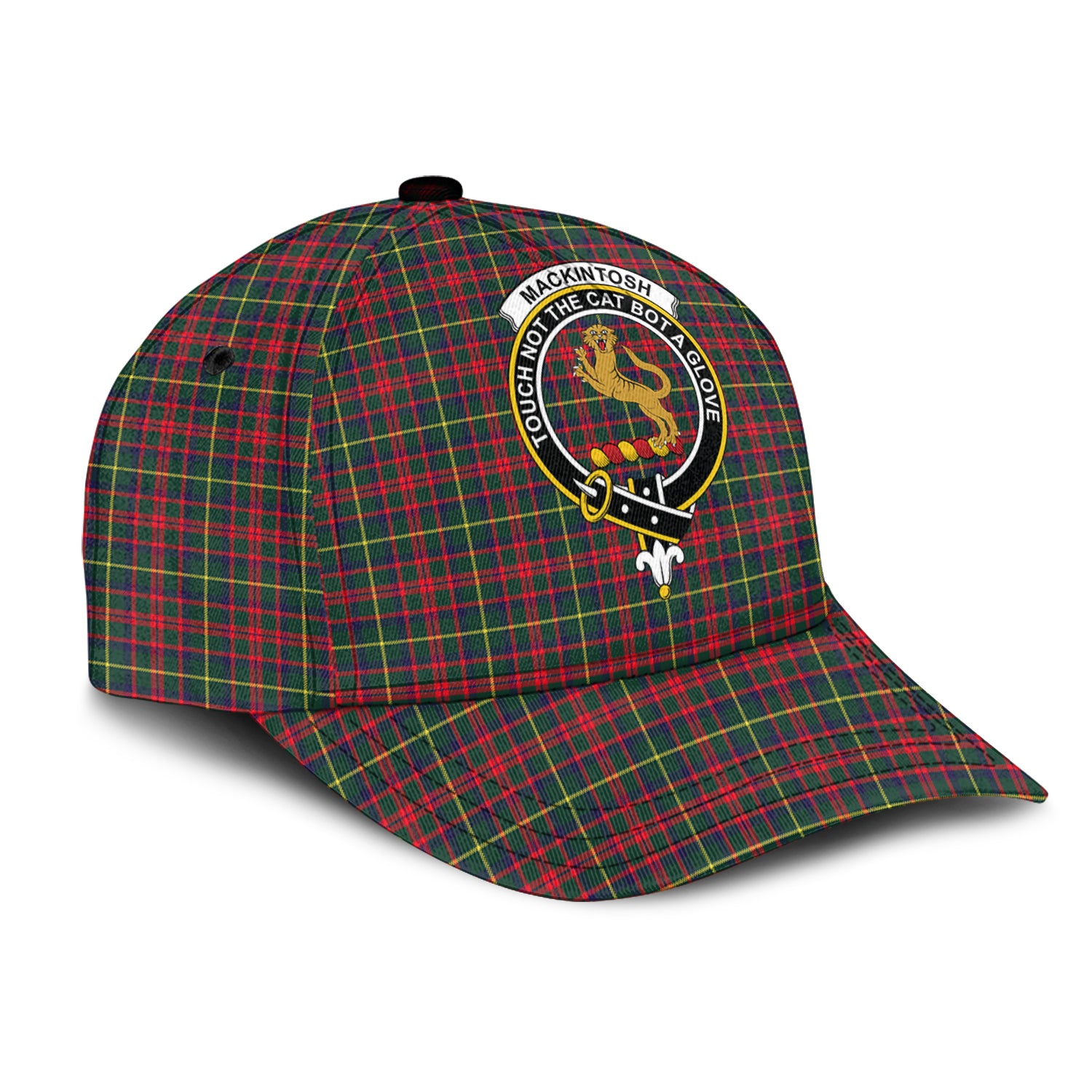 MacKintosh Hunting Modern Tartan Classic Cap with Family Crest - Tartan Vibes Clothing