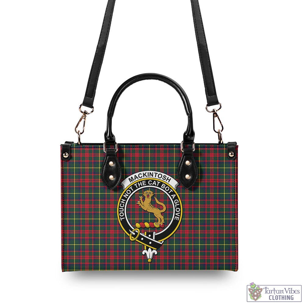 Tartan Vibes Clothing MacKintosh Hunting Modern Tartan Luxury Leather Handbags with Family Crest