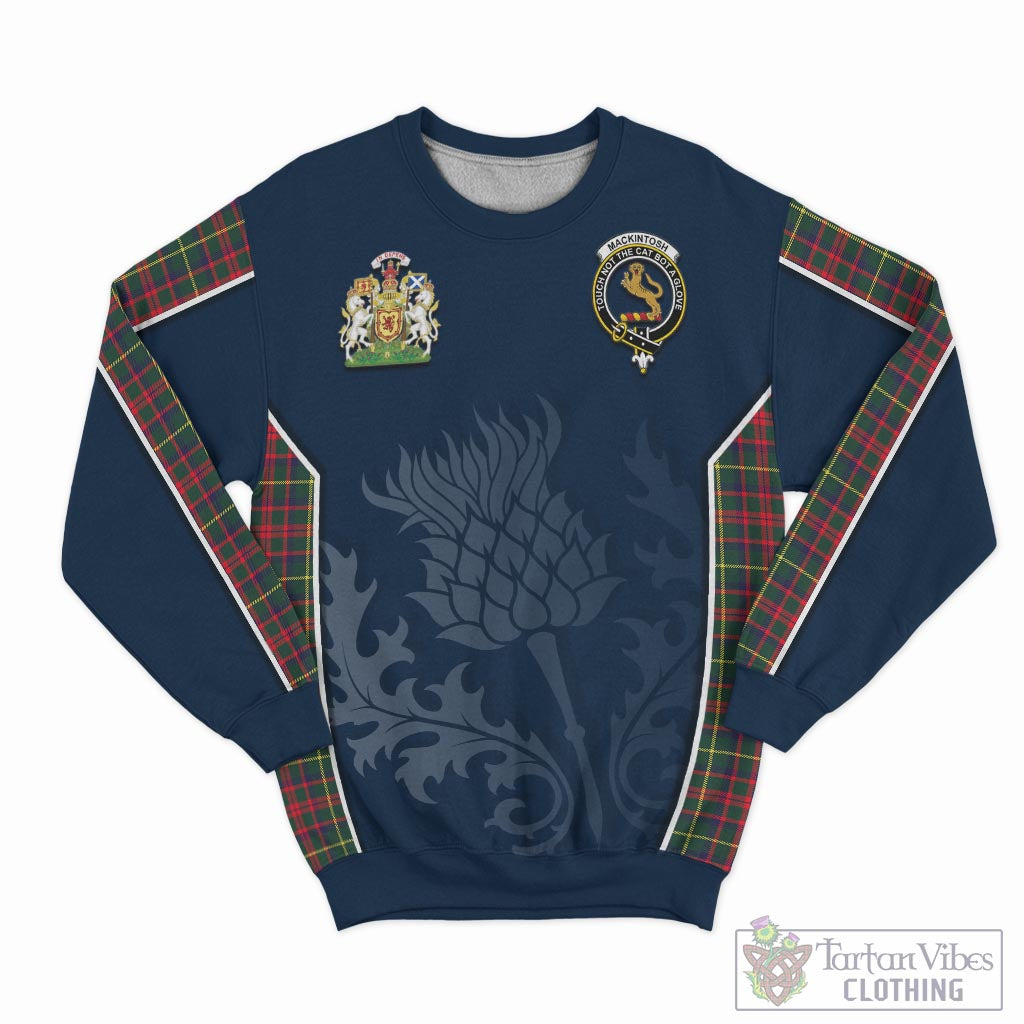 Tartan Vibes Clothing MacKintosh Hunting Modern Tartan Sweatshirt with Family Crest and Scottish Thistle Vibes Sport Style