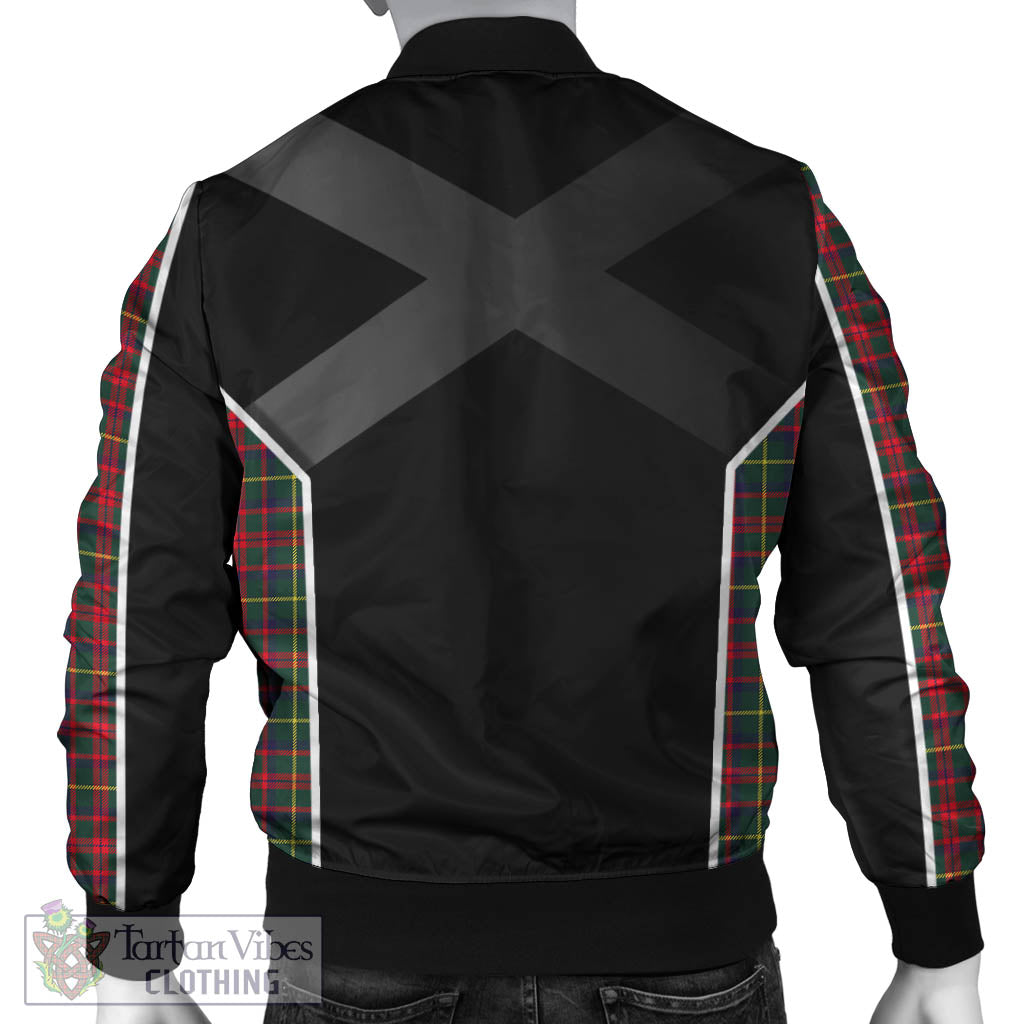 Tartan Vibes Clothing MacKintosh Hunting Modern Tartan Bomber Jacket with Family Crest and Scottish Thistle Vibes Sport Style