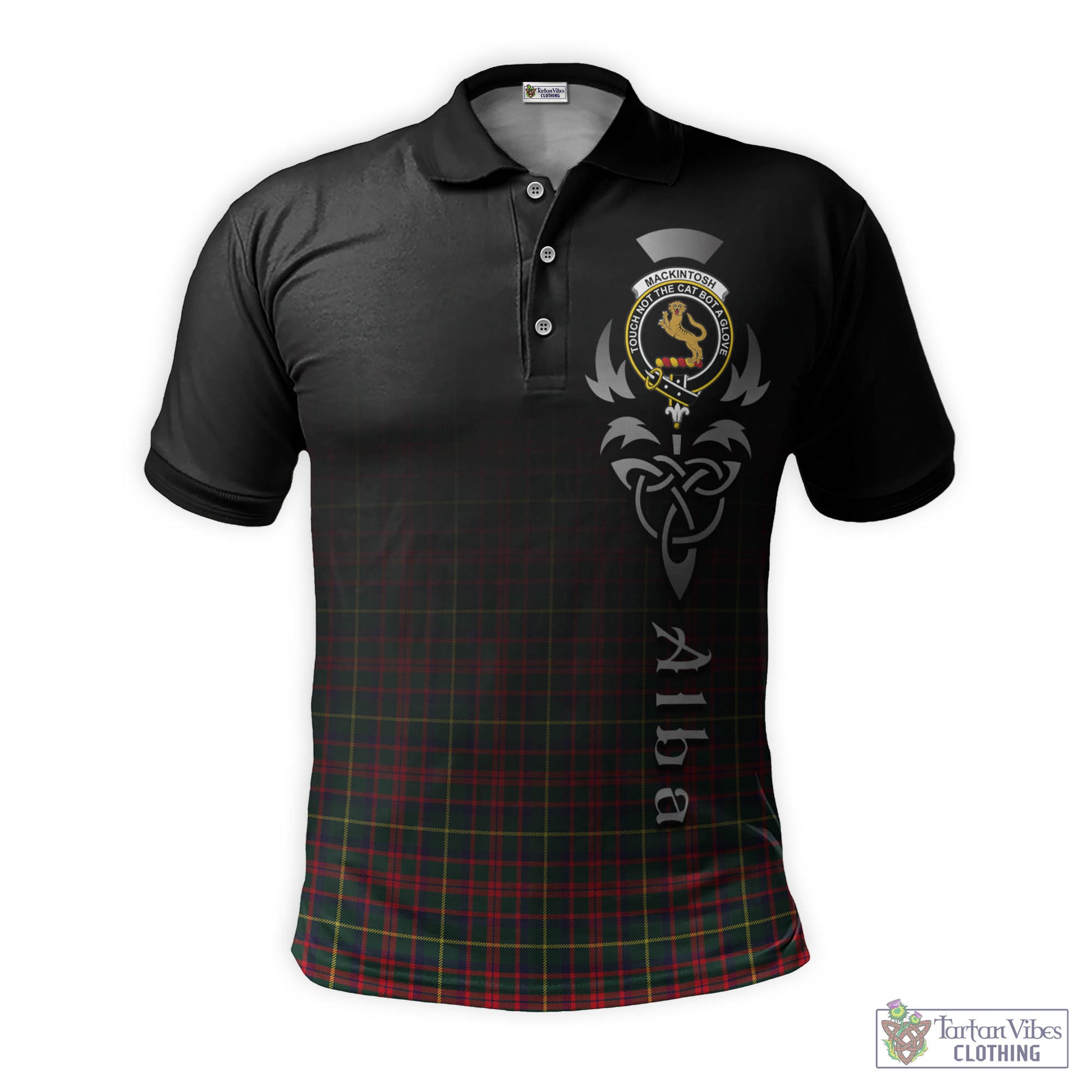 Tartan Vibes Clothing MacKintosh Hunting Modern Tartan Polo Shirt Featuring Alba Gu Brath Family Crest Celtic Inspired