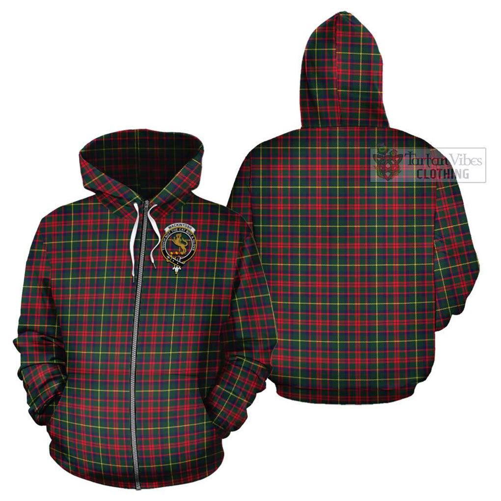 MacKintosh Hunting Modern Tartan Cotton Hoodie with Family Crest Zip Hoodie - Tartan Vibes Clothing