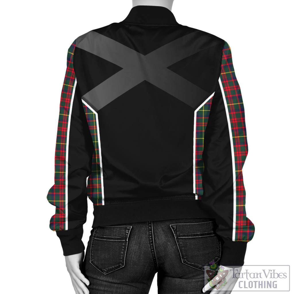 Tartan Vibes Clothing MacKintosh Hunting Modern Tartan Bomber Jacket with Family Crest and Scottish Thistle Vibes Sport Style