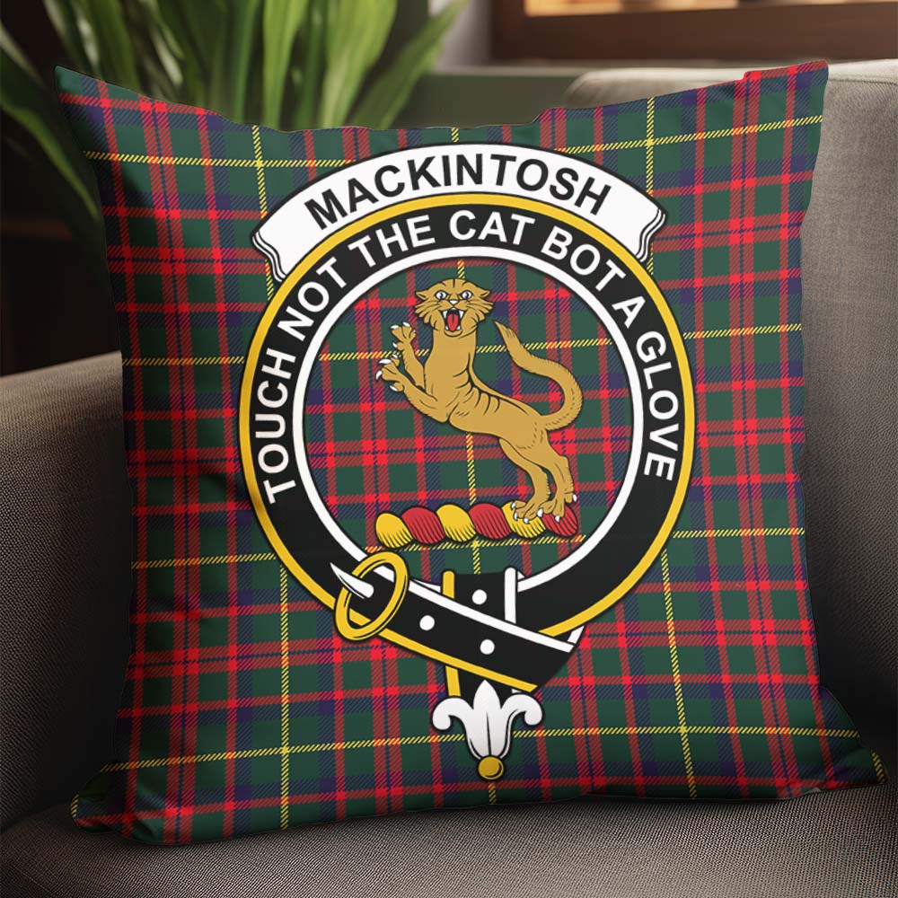 MacKintosh Hunting Modern Tartan Pillow Cover with Family Crest - Tartanvibesclothing