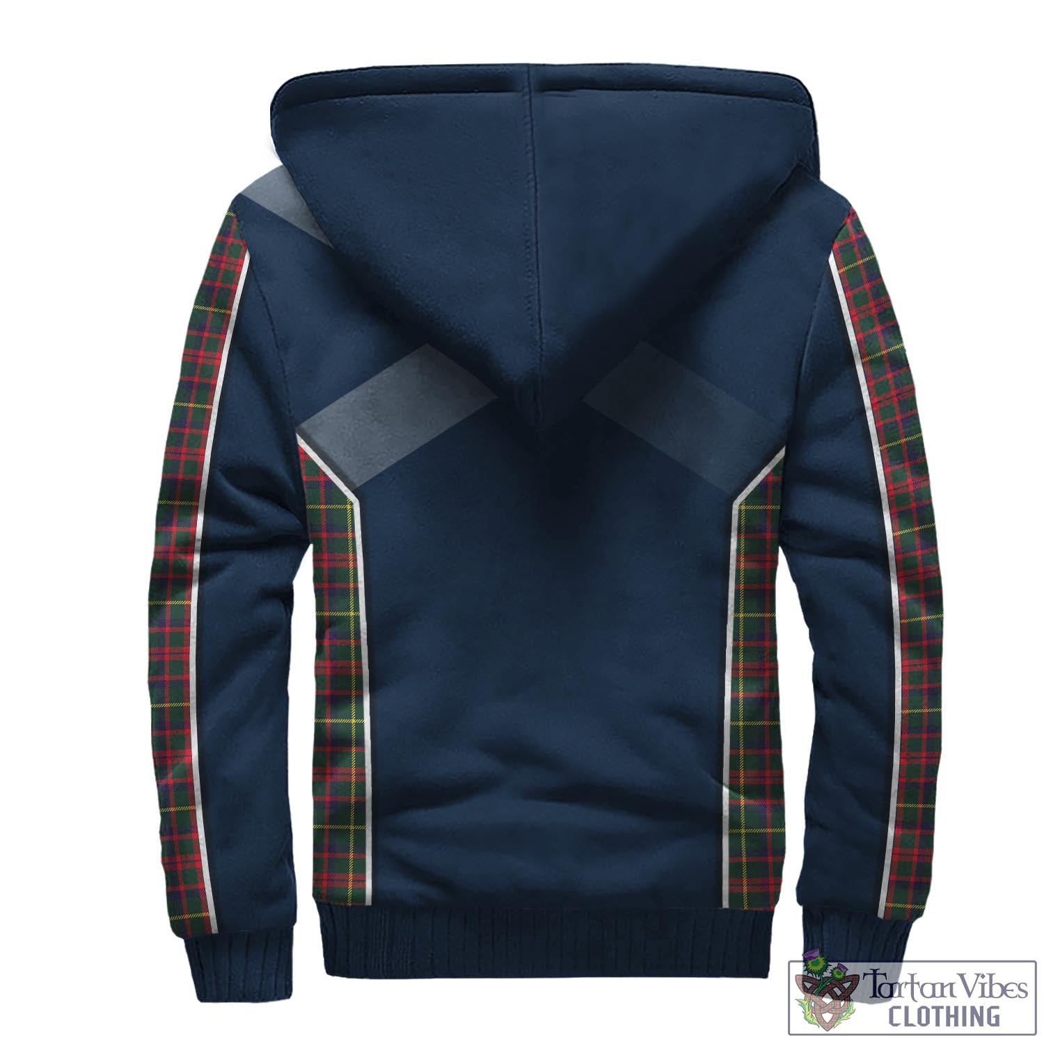 Tartan Vibes Clothing MacKintosh Hunting Modern Tartan Sherpa Hoodie with Family Crest and Scottish Thistle Vibes Sport Style