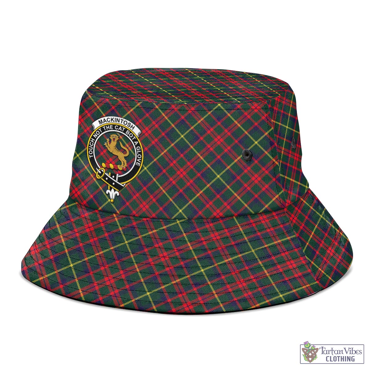 Tartan Vibes Clothing MacKintosh Hunting Modern Tartan Bucket Hat with Family Crest