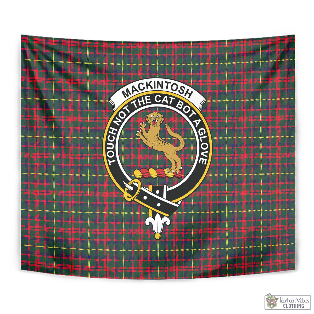 Tartan Vibes Clothing MacKintosh Hunting Modern Tartan Tapestry Wall Hanging and Home Decor for Room with Family Crest