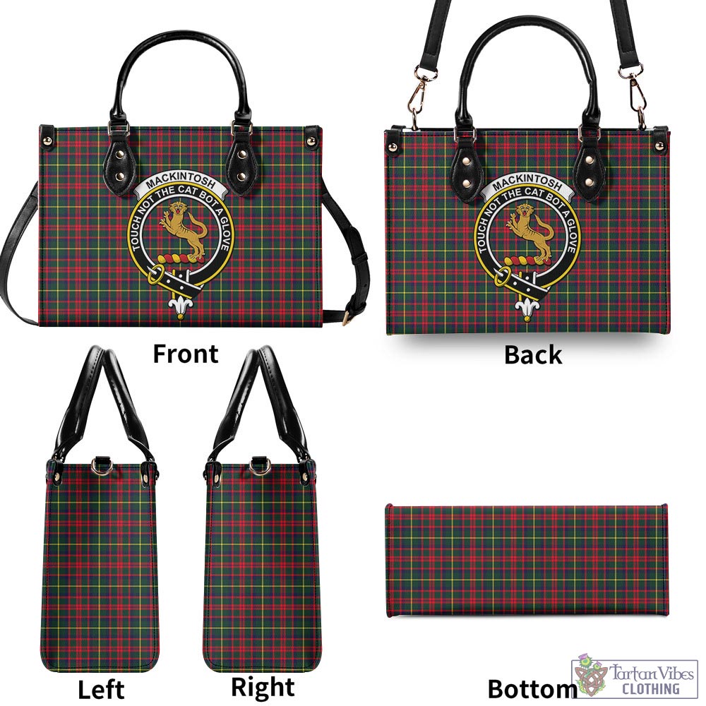 Tartan Vibes Clothing MacKintosh Hunting Modern Tartan Luxury Leather Handbags with Family Crest