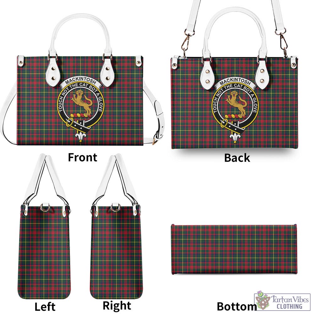 Tartan Vibes Clothing MacKintosh Hunting Modern Tartan Luxury Leather Handbags with Family Crest