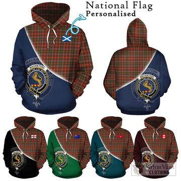 MacKintosh Hunting Weathered Tartan Hoodie with Personalised National Flag and Family Crest Half Style