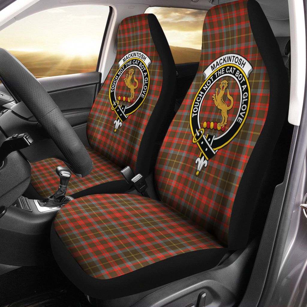 MacKintosh Hunting Weathered Tartan Car Seat Cover with Family Crest One Size - Tartanvibesclothing