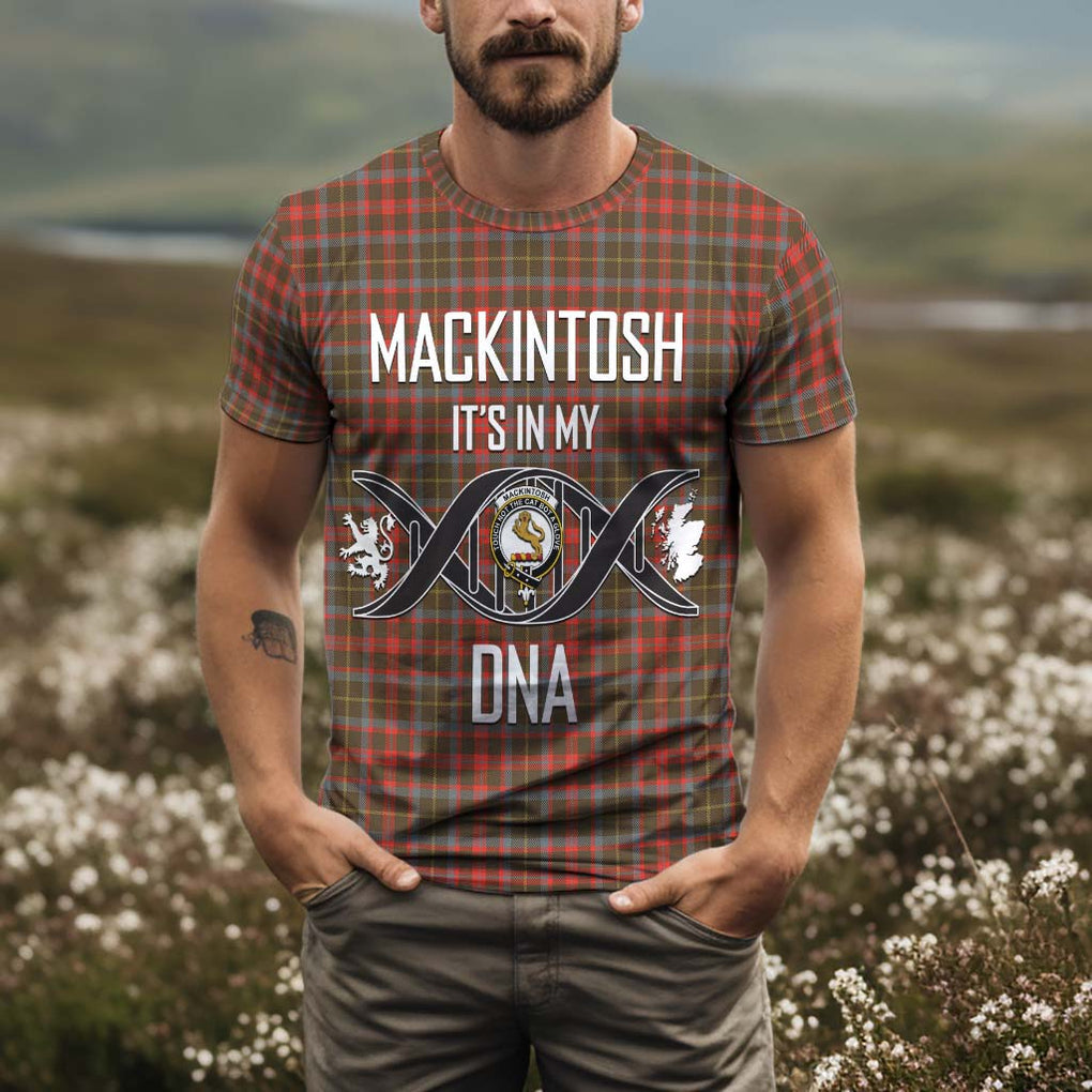 MacKintosh Hunting Weathered Tartan T-Shirt with Family Crest DNA In Me Style Kid's Shirt - Tartan Vibes Clothing