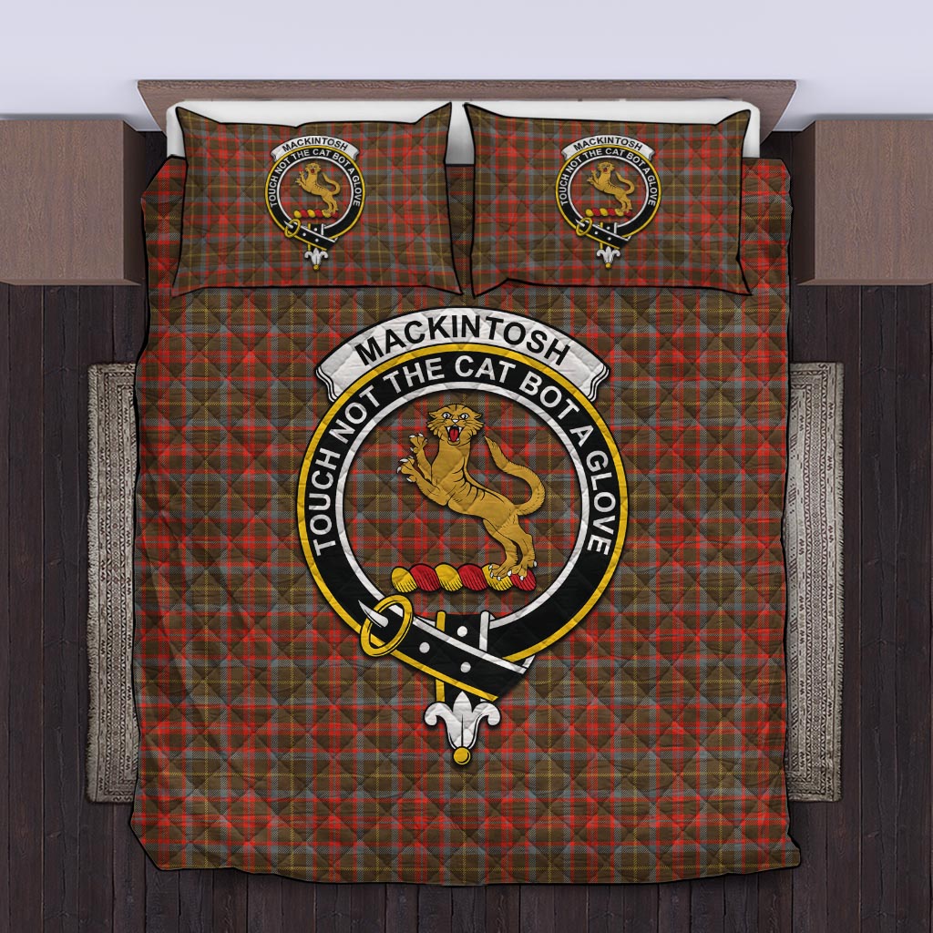 MacKintosh Hunting Weathered Tartan Quilt Bed Set with Family Crest Twin - Tartanvibesclothing