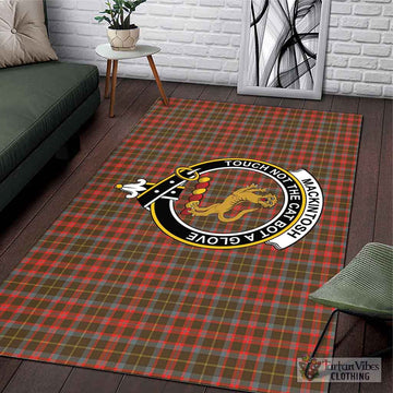 MacKintosh Hunting Weathered Tartan Area Rug with Family Crest