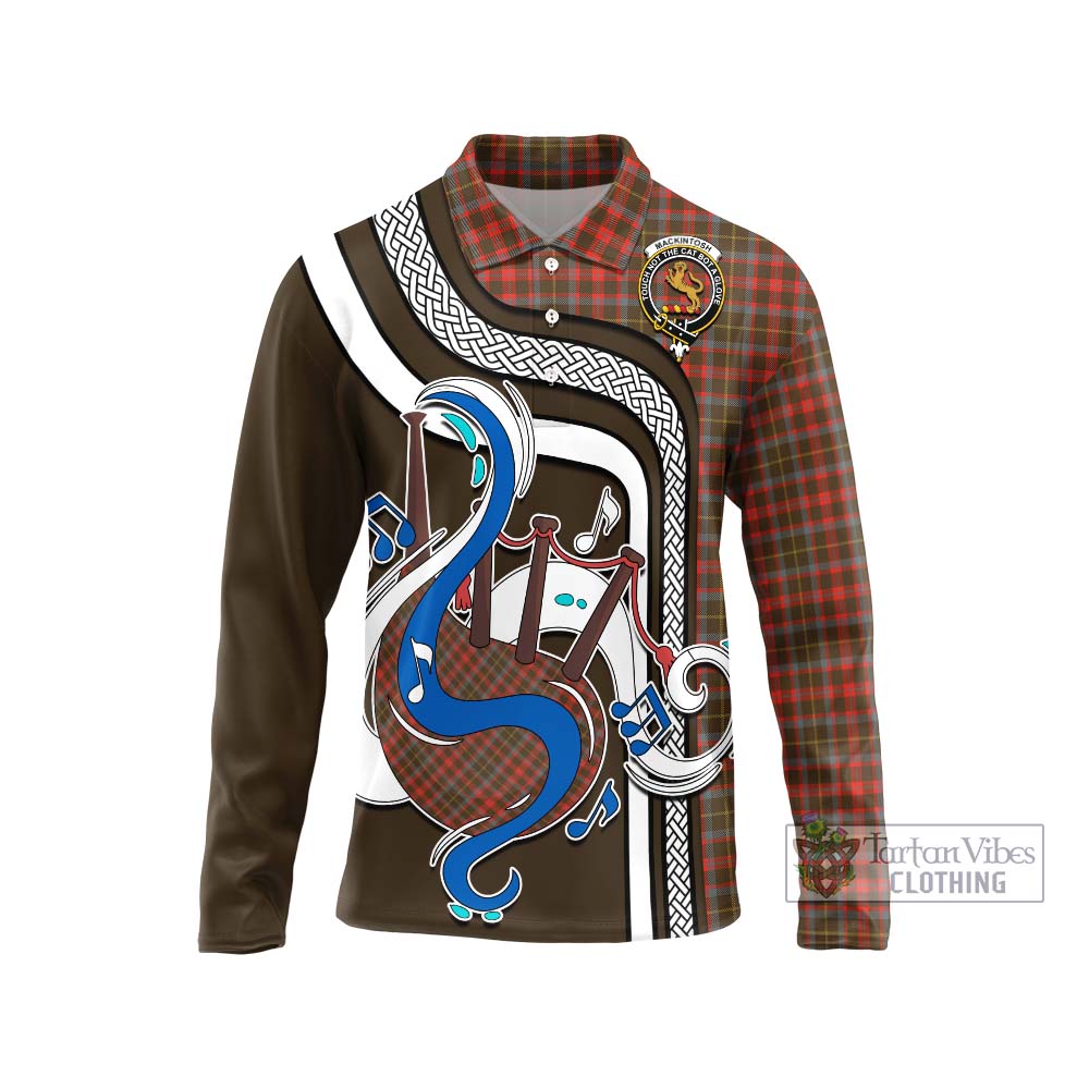 Tartan Vibes Clothing MacKintosh Hunting Weathered Tartan Long Sleeve Polo Shirt with Epic Bagpipe Style